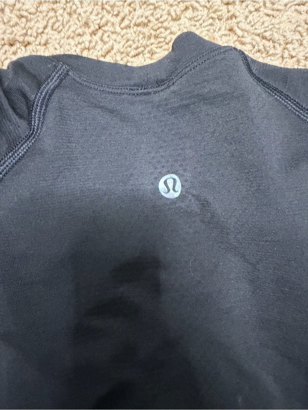 lululemon athletica Men's Black Crewneck Sweatshirt with Light Blue Logo
